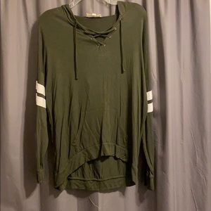 Long sleeve light lace up sweatshirt